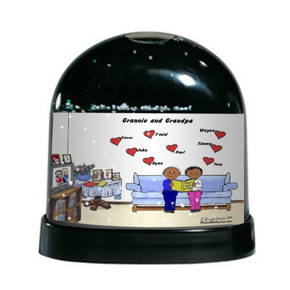Grandpa & Grandma, 8 Hearts - Friendly Folks Personalized Snow Globe