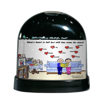 Grandpa & Grandma, 9 Hearts - Friendly Folks Personalized Snow Globe