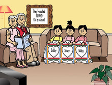 Grandparents Reading, Couple with 2 Boys, 1 Girl - NTT Personalized Snow Globe