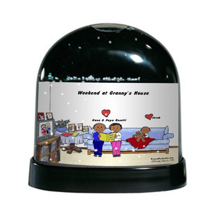 Grandpa & Grandma, 1 Grandchild - Friendly Folks Personalized Snow Globe