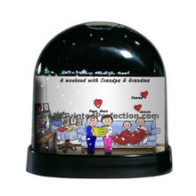 Grandpa & Grandma, 2 Grandchildren - Friendly Folks Personalized Snow Globe