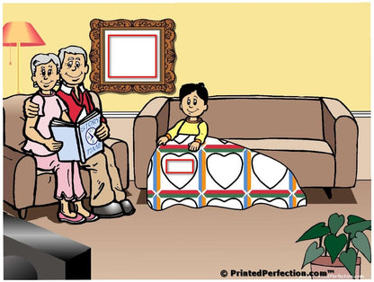 Grandparents Reading, Couple with 1 Boy - NTT Personalized Snow Globe