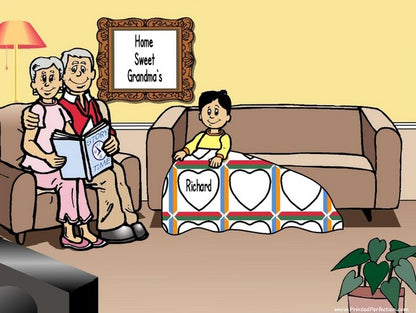 Grandparents Reading, Couple with 1 Boy - NTT Personalized Snow Globe