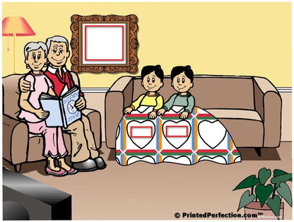 Grandparents Reading, Couple with 2 Boys - NTT Personalized Snow Globe