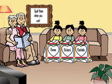 Grandparents Reading, Couple with 1 Boy, 2 Girls - NTT Personalized Snow Globe