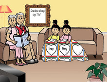 Grandparents Reading, Couple with 2 Girls - NTT Personalized Snow Globe