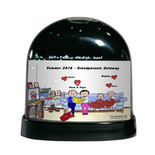 Grandpa & Grandma, 3 Grandchildren - Friendly Folks Personalized Snow Globe