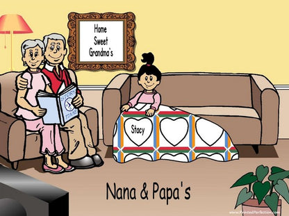 Grandparents Reading, Couple with 1 Girl - NTT Personalized Snow Globe
