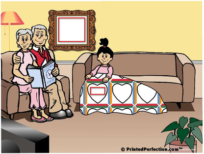 Grandparents Reading, Couple with 1 Girl - NTT Personalized Snow Globe