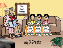 Grandparents Reading, Couple with 3 Boys - NTT Personalized Snow Globe
