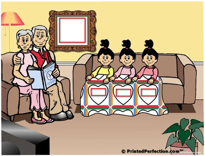 Grandparents Reading, Couple with 3 Girls - NTT Personalized Snow Globe