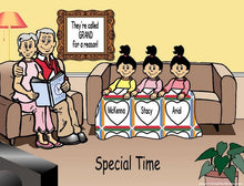 Grandparents Reading, Couple with 3 Girls - NTT Personalized Snow Globe
