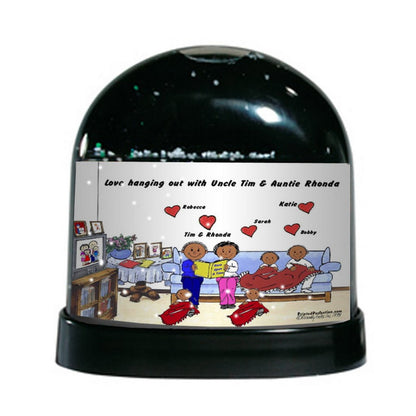 Grandpa & Grandma, 4 Grandchildren - Friendly Folks Personalized Snow Globe