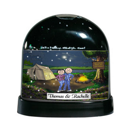 Camping, Couple - Friendly Folks - Snow Globe