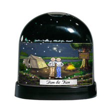 Camping,  Friends, 2 Males - Friendly Folks Personalized Snow Globe