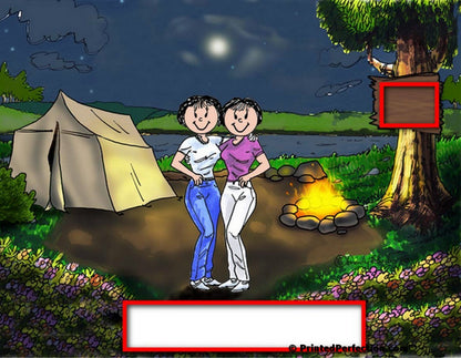 Camping Friends, 2 Females - Friendly Folks Personalized Snow Globe
