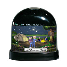 Camping, Couple with 2 Children - Friendly Folks Personalized Snow Globe