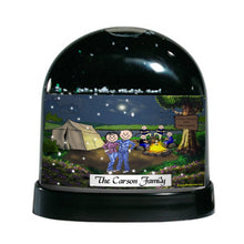 Camping, Couple with 4 Children - Friendly Folks Personalized Snow Globe