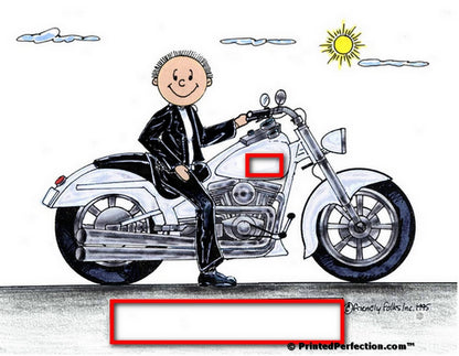 Motorcycle Lover (white bike), Male - Friendly Folks Personalized Snow Globe