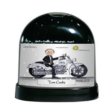 Motorcycle Lover (white bike), Male - Friendly Folks Personalized Snow Globe