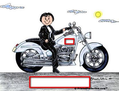 Motorcycle Lover (white bike), Female - Friendly Folks Personalized Snow Globe