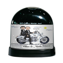 Motorcycle Lover (white bike), Couple - Friendly Folks Personalized Snow Globe