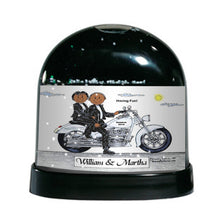 Motorcycle Lover (white bike), Couple - Friendly Folks Personalized Snow Globe