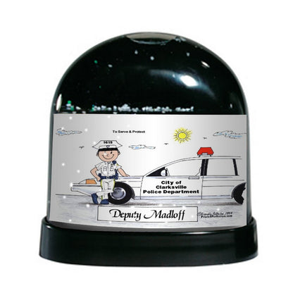 Police Officer (white uniform), Male- Friendly Folks Personalized Snow Globe