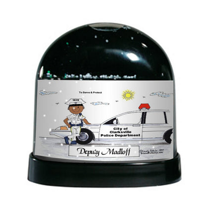 Police Officer (white uniform), Male- Friendly Folks Personalized Snow Globe