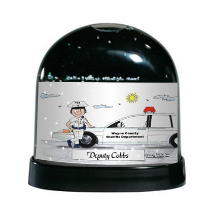 Police Officer (white uniform), Female- Friendly Folks Personalized Snow Globe