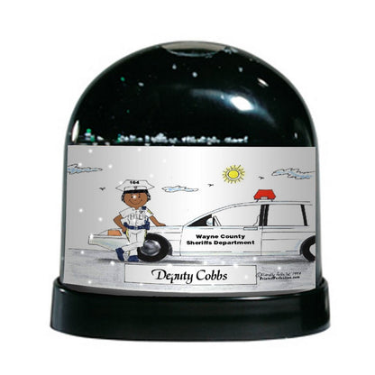 Police Officer (white uniform), Female- Friendly Folks Personalized Snow Globe