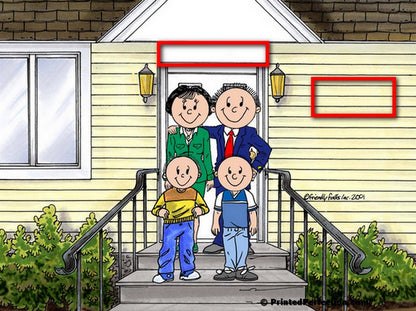 Family Home, Couple with 2 Boys - Friendly Folks Personalized Snow Globe