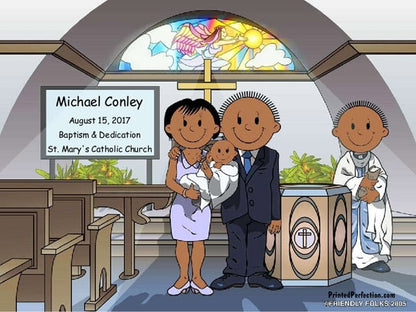 Baptism, Couple with Male Baby - Friendly Folks image 1