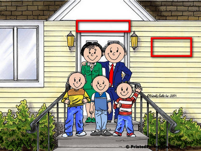 Family Home, Couple with 3 Boys - Friendly Folks Personalized Snow Globe