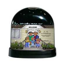 Family Home, Couple with 3 Boys - Friendly Folks Personalized Snow Globe
