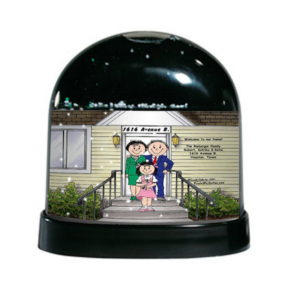 Family Home, Couple with 1 Girl- Friendly Folks Personalized Snow Globe