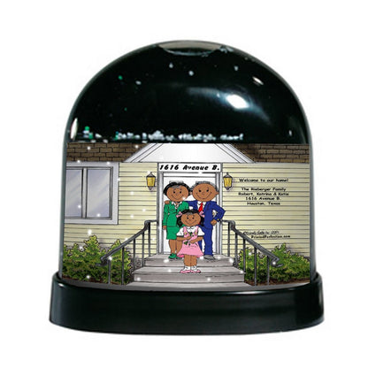 Family Home, Couple with 1 Girl- Friendly Folks Personalized Snow Globe