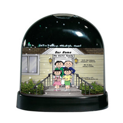 Family Home, Couple with 2 Girls - Friendly Folks Personalized Snow Globe