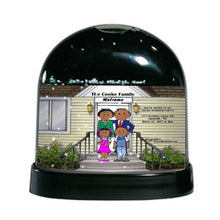 Family Home, Couple with 1 Boy, 1 Girl- Friendly Folks Personalized Snow Globe