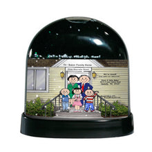 Family Home, Couple with 2 Boys, 1 Girl - Friendly Folks Personalized Snow Globe