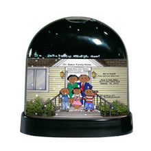 Family Home, Couple with 2 Boys, 1 Girl - Friendly Folks Personalized Snow Globe