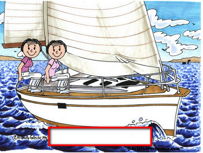 Sailing, Sailboat, Friends, 2 Females - Friendly Folks Personalized Snow Globe