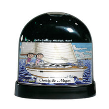 Sailing, Sailboat, Friends, 2 Females - Friendly Folks Personalized Snow Globe