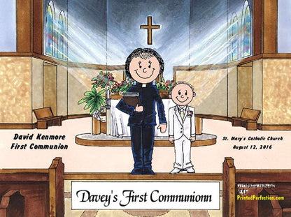 First Communion, Female Priest with Boy - Friendly Folks image 0