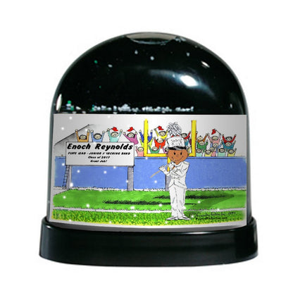 Marching Band, Flute (white uniform), Male - Friendly Folks Personalized Snow Globe