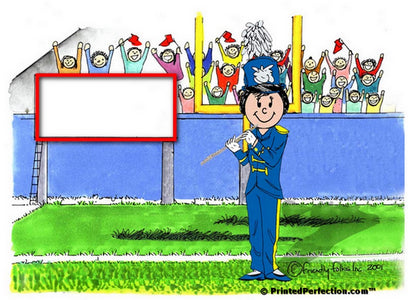 Marching Band, Flute (blue uniform), Female - Friendly Folks Personalized Snow Globe