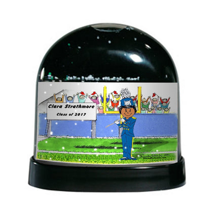 Marching Band, Flute (blue uniform), Female - Friendly Folks Personalized Snow Globe