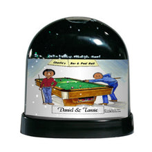 Pool Player, Billiards, Couple - Friendly Folks Personalized Snow Globe