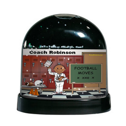 Coach, Football (white uniform), Male - Friendly Folks Personalized Snow Globe