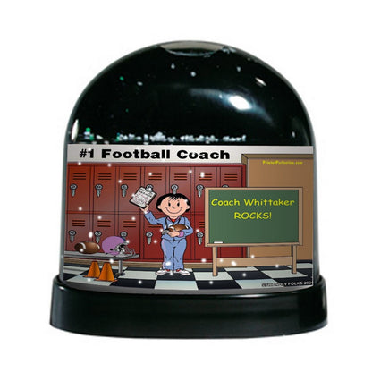 Coach, Football (standard uniform), Female - Friendly Folks Personalized Snow Globe